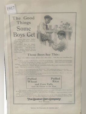 Vintage 1917 Quaker Oats Company The Good Things Some Boys Get Ad Advertisement